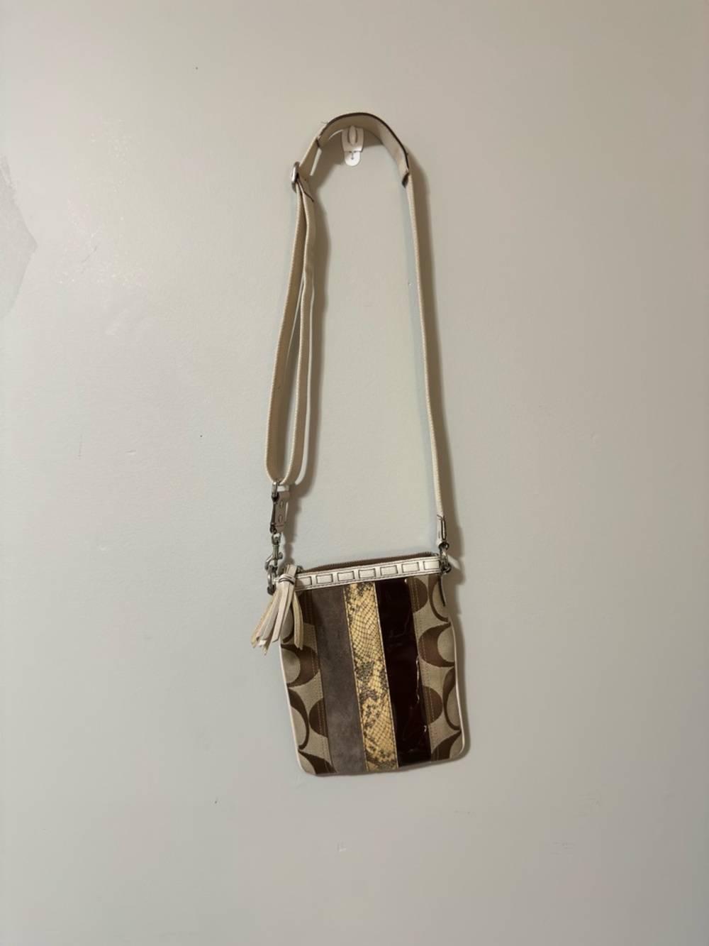Vintage Coach Stripe Python Swingpack Crossbody Bag